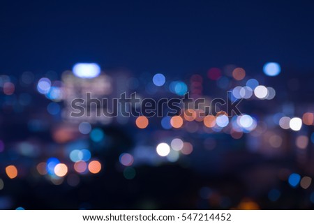 Abstract urban and park in night light bokeh defocused background