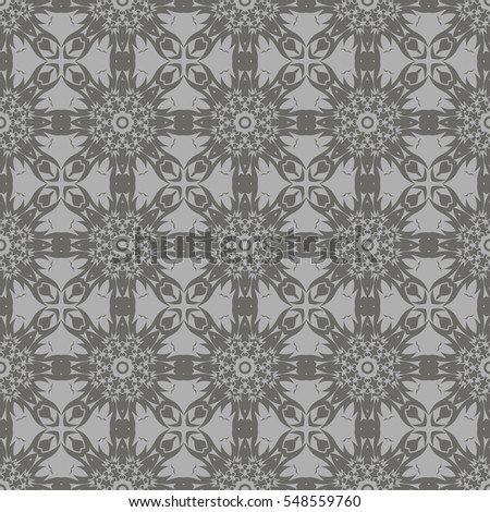 Vector Grey Ornamental Seamless Line Pattern. Endless Texture. Oriental Geometric Ornament