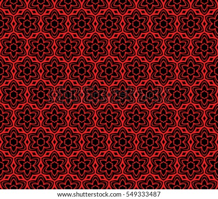 red flower geometry pattern. black background. vector illustration.