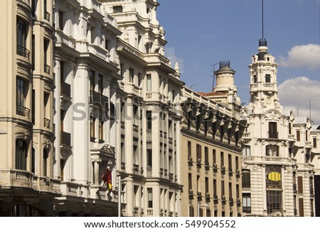 Historical buildings with apartments in Madriid, Spain