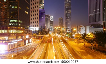 Hong Kong city and traffic of street