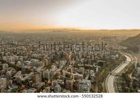 Santiago Chile Night Panorama View 