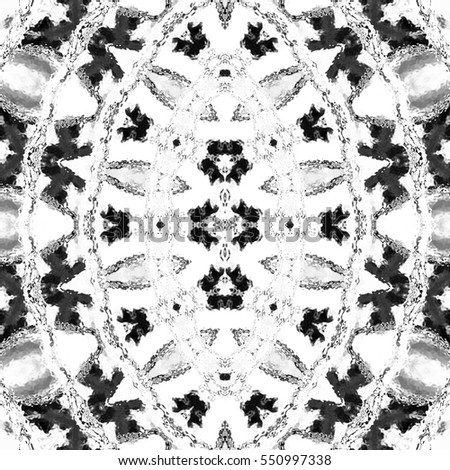 Black and white melting square symmetrical abstract pattern for textile, ceramic tiles and design. Aspect ratio 1:1
