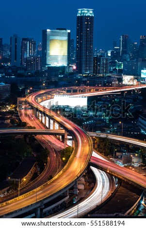 Bangkok Expressway top view at twilight time, Thailand