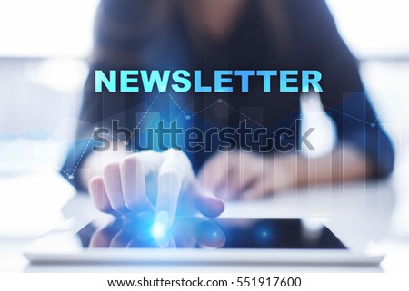 Woman using tablet pc and selecting newsletter.