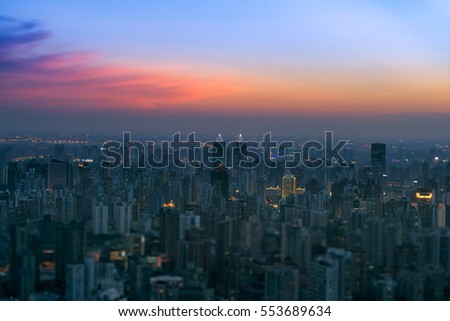 Shanghai skyline sunset