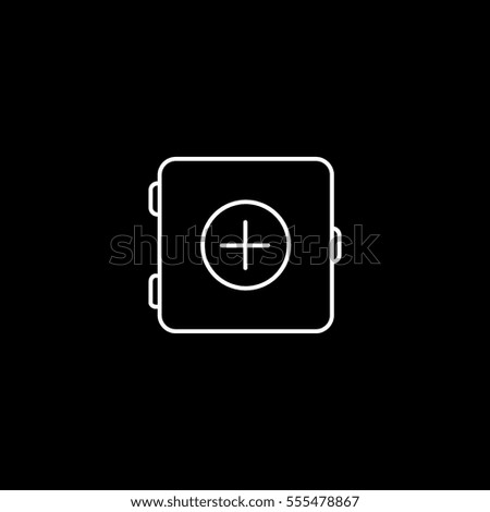 Medical Chest With Cross Line Icon On Black Background