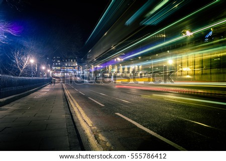 Edinburgh Night traffic, cityscape, Scotland 