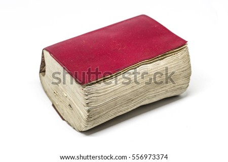 Old Thick book, dictionary or bible isolated on white background