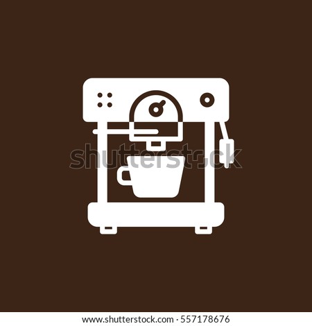 Automatic coffee machine icon vector, filled flat sign, solid white pictogram isolated on brown. Symbol, logo illustration