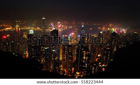 Hong Kong The Peak, Victoria peak, Night scene, citiscape Hong Kong
