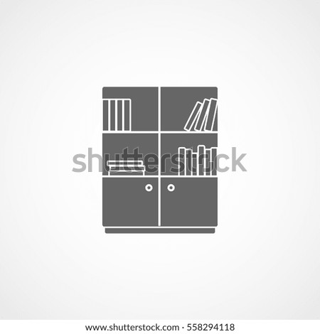 Furniture Bookcase Flat Icon On White Background