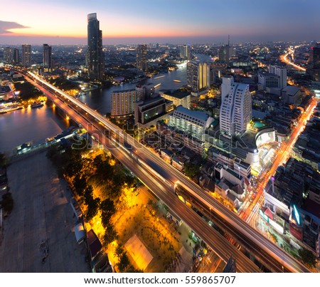 Bangkok cityscape in the center of Thailand