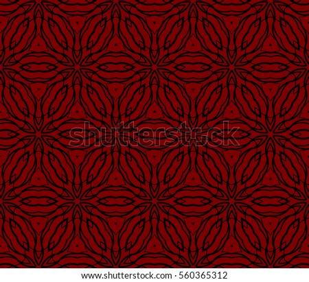 Floral lace ornament. seamless patterns in arabian style. raster copy illustration. template texture for design, wallpaper, invitation. black, red color