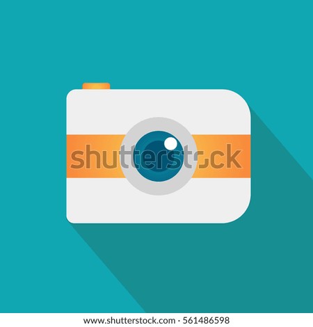 Flat style with long shadows, camera vector icon illustration. logo