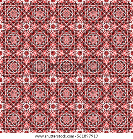 Red, black and white seamless boho-chic pattern. Oriental background for wallpapers, advertisement, page fill, book covers etc. Indian boho fabric texture