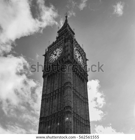 The Big Ben of London in black and white