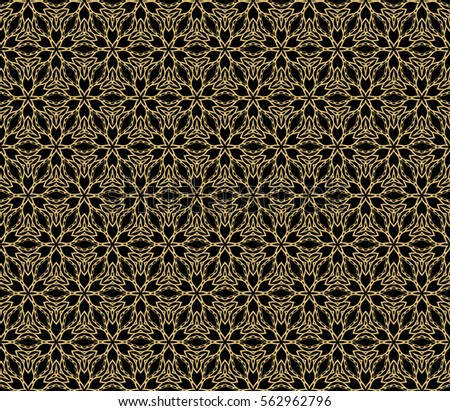black, gold color seamless floral pattern. vector illustraion