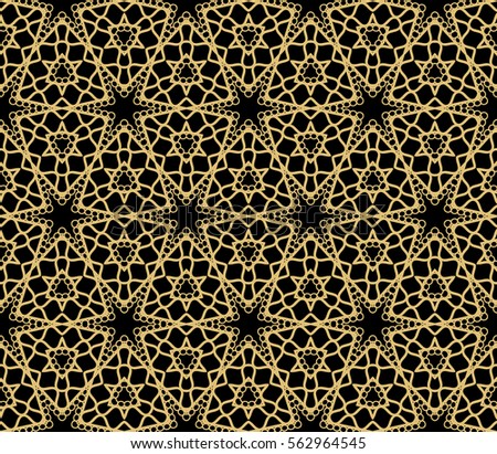 black, gold color seamless floral pattern. vector illustraion