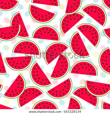 seamless background pattern of pieces of watermelon. vector illustration.