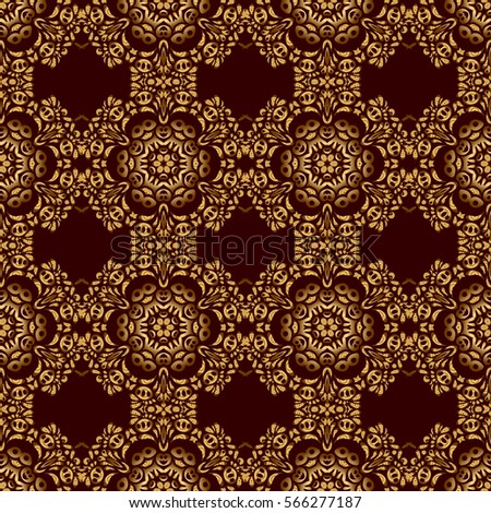 Brown and golden pattern for your designs and backgrounds. Modern geometric seamless pattern for wrapping paper, fabric or textile. Vintage ornament.