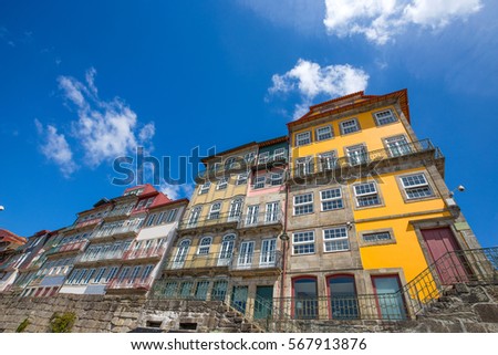Colorful buildings in Ribeira, the old town of Porto, Portugal