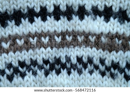 Part of woolen clothing pattern with hearts