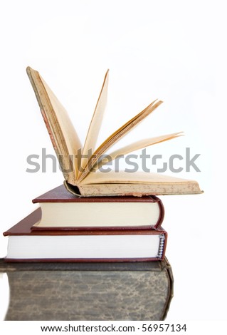 Education conceptual image. Books on isolated background.