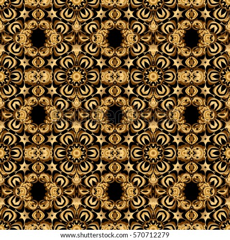 Vector golden seamless pattern. Abstract golden background in black and golden colors for invitation template.
