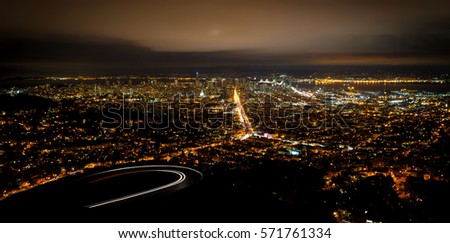 San Francisco cityscape at night from top of the hill