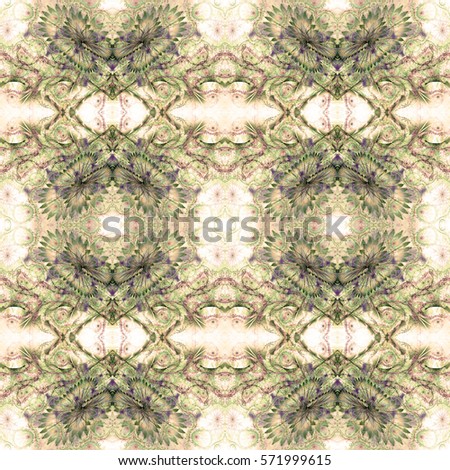 Abstract seamless pattern with intricate distorted twisted alien looking flowers,ideal for any kind of fabric,print or any other creative use, in light pastel sepia tinted colors