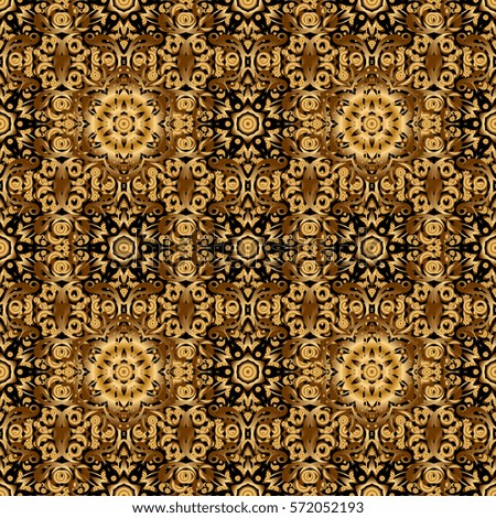 Texture of gold foil. Gold circles seamless pattern. Vector shiny backdrop. Abstract gold geometric modern design on a black background. Art deco style.