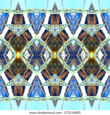 Melting colorful symmetrical artistic square pattern for textile, ceramic tiles and backgrounds. Aspect ratio 1:1