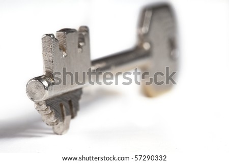 Skeleton key lying at white background