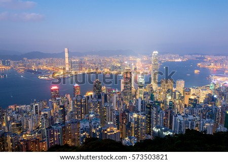 Hong Kong Skyline at Night. 
