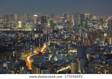 
Tokyo city scenery night view Shibuya Ebisu Shinjuku Nakano Aoyama Harajuku direction overlooking
