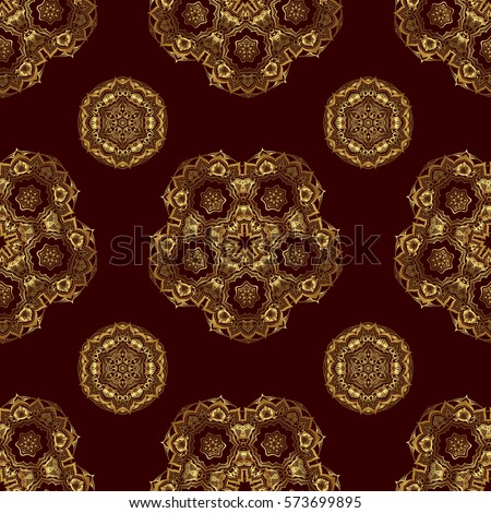 Traditional orient ornament on a brown background. Seamless classic vector golden pattern.