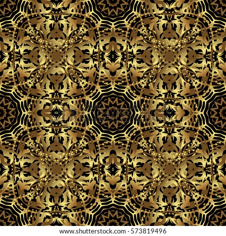 Royal golden seamless pattern on a black background. Luxury ornament for wallpaper, invitation, wrapping.