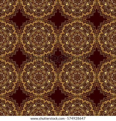 Luxury ornament for wallpaper, invitation, wrapping. Royal golden seamless pattern on a brown background.