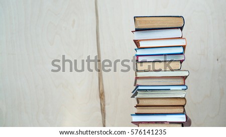 old books wood background horizontal