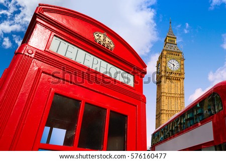 London bus photomount with telephone box and Big Ben
