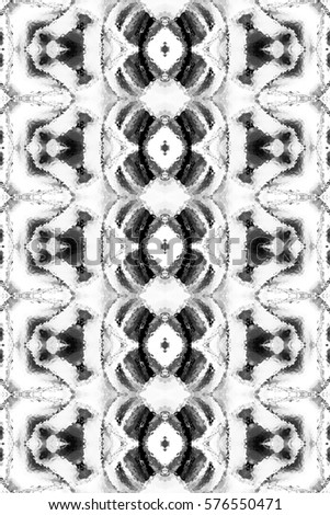 Melting rectangle black and white symmetrical artistic vertical pattern for textile, design and backgrounds. Aspect ratio 3:2