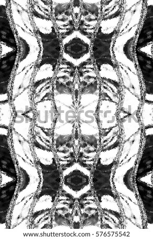 Black and white rectangle melting symmetrical abstract pattern for textile, ceramic tiles and design. Aspect ratio 3:2