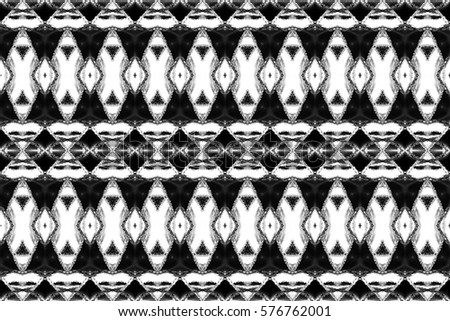 Seamless melting black and white symmetrical rectangle artistic horizontal pattern for textile, ceramic tiles and backgrounds. Aspect ratio 3:2