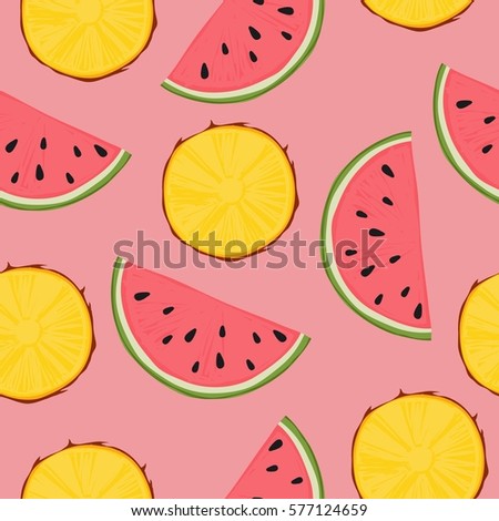 Summer pattern with pineapple and watermelon