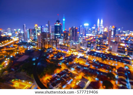Blur image of Kuala Lumpur city at night