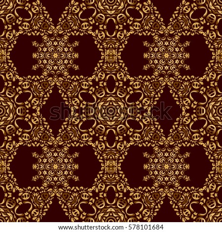Golden seamless pattern. Abstract golden background in brown and golden colors for invitation template.