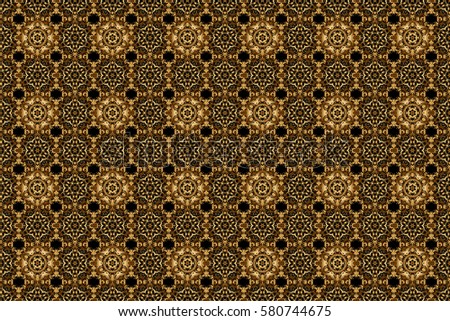 Golden floral seamless pattern. Ornate decor for invitations, greeting cards, thank you message. Raster greed and vignette for design. Elements in Victorian style on a black backdrop.