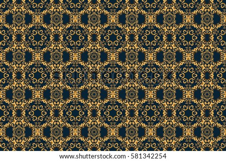 Luxury gold seamless pattern with abstract raster elements. Golden pattern on blue background.