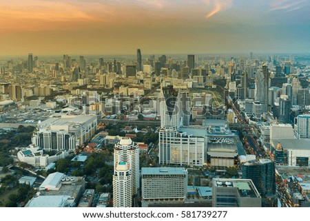 Aerial view Bangkok city central business downtown skyline, Thailand